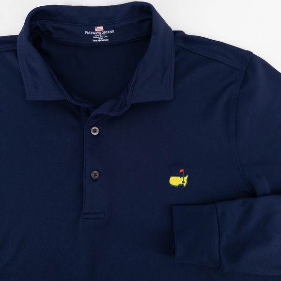 Fairway & Greene Other - Fairway & Greene Masters Mens S Long Sleeve Polo Navy Blue Logo Golf Performance
